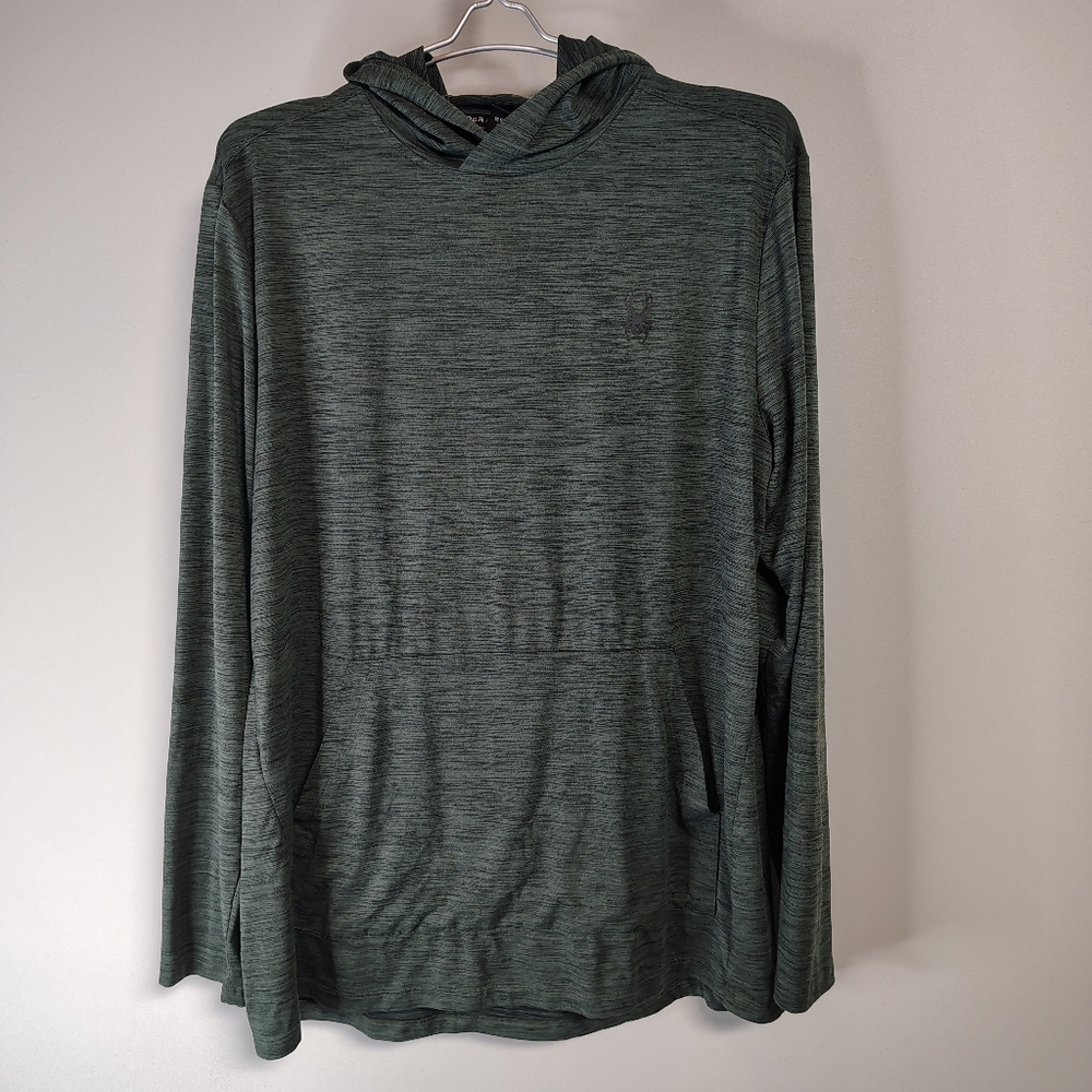 Spyder Active Hoodie Mens Size XXL Green Heathered Lightweight Performance Shirt